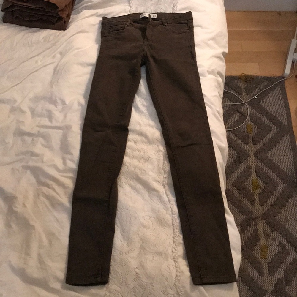 Mid rise camo green denim size 4 Zara